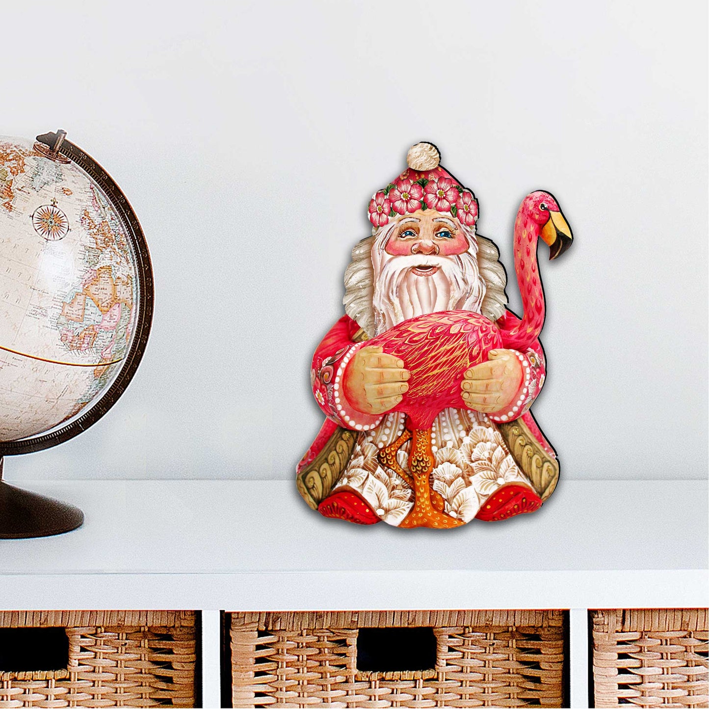 Flamingo Santa Tropical Door Decor by G. DeBrekht - Christmas Santa Snowman Decor - 8117835H