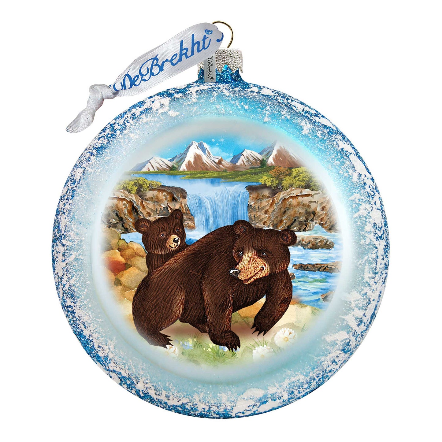 Grizzly Play Glass Ornament by G. DeBrekht - Wildlife Holiday Decor - 744-042