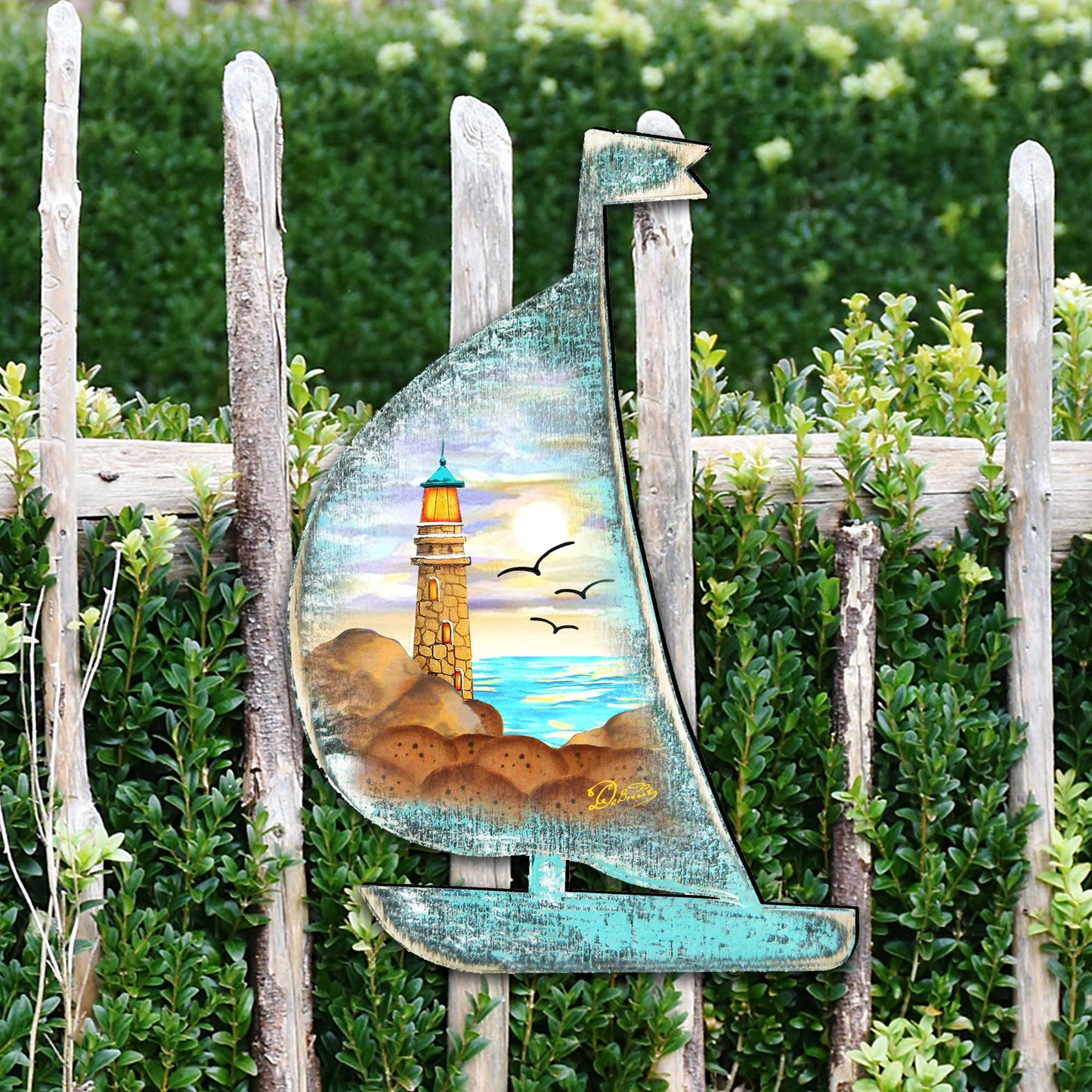 Lighthouse Boat Decorative Door Decor by G. DeBrekht - Coastal Holiday Decor - 8198524H