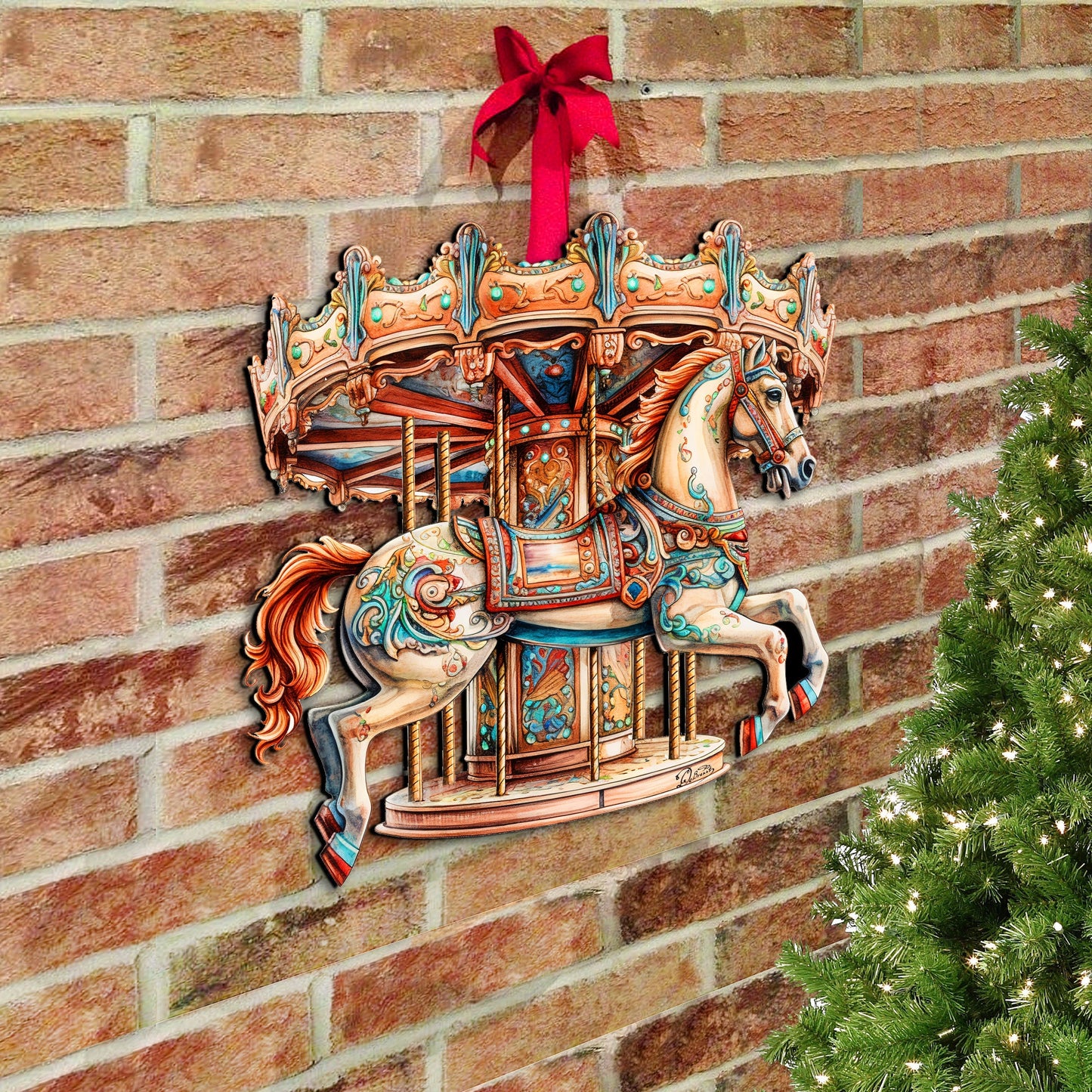 Carousel Horse Holiday Door Decor  by G. Debrekht - Christmas Decor - 8611027H