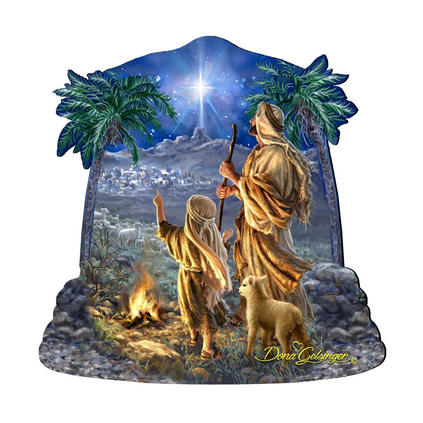 Shepherds Keeping Watching Nativity Door Decor by D. Gelsinger - Nativity Holiday Decor - 8161025H-1838