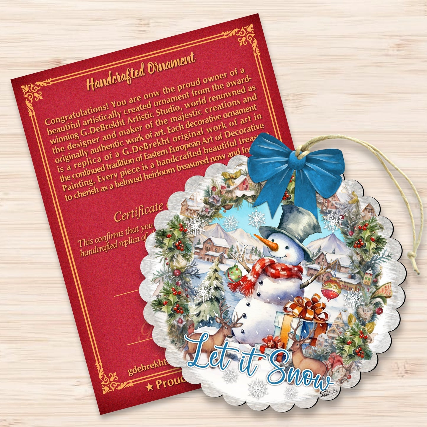 Let it Snow Wooden Ornaments by G. Debrekht Christmas Santa Snowman Decor - 933122