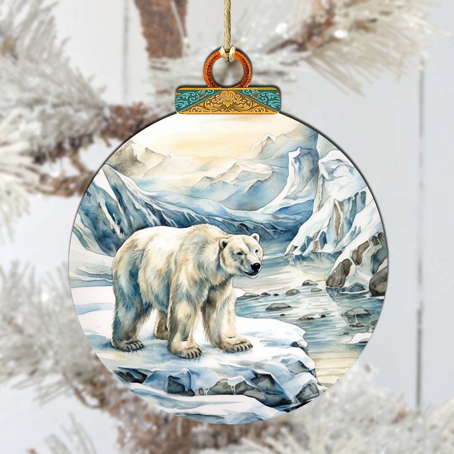 Polar Bear with Cub Wooden Ornaments by G.Debrekht - Wildlife Holiday Decor - 870048