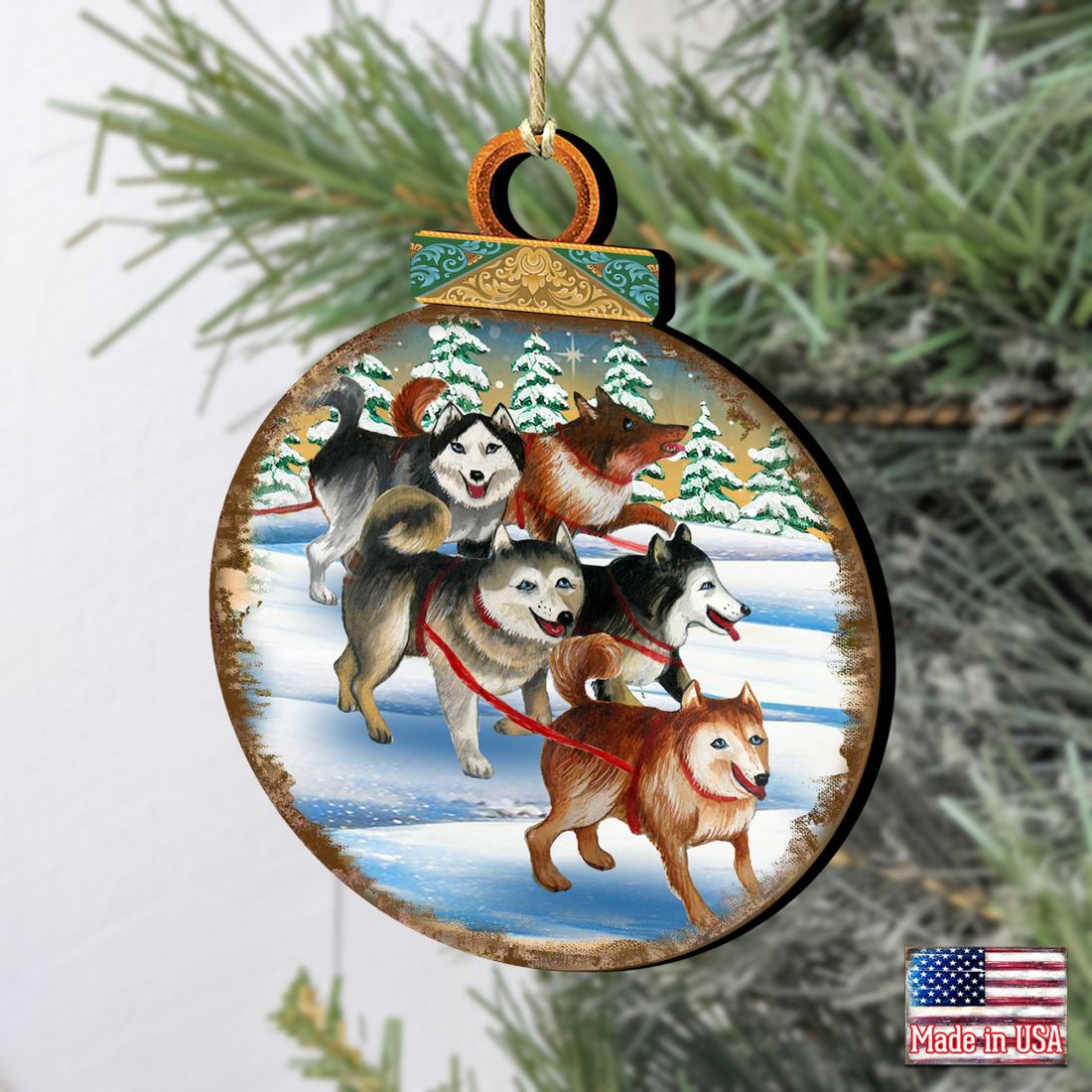 Husky Ball Wooden Ornaments by G. DeBrekht - Christmas Decor - 8025378