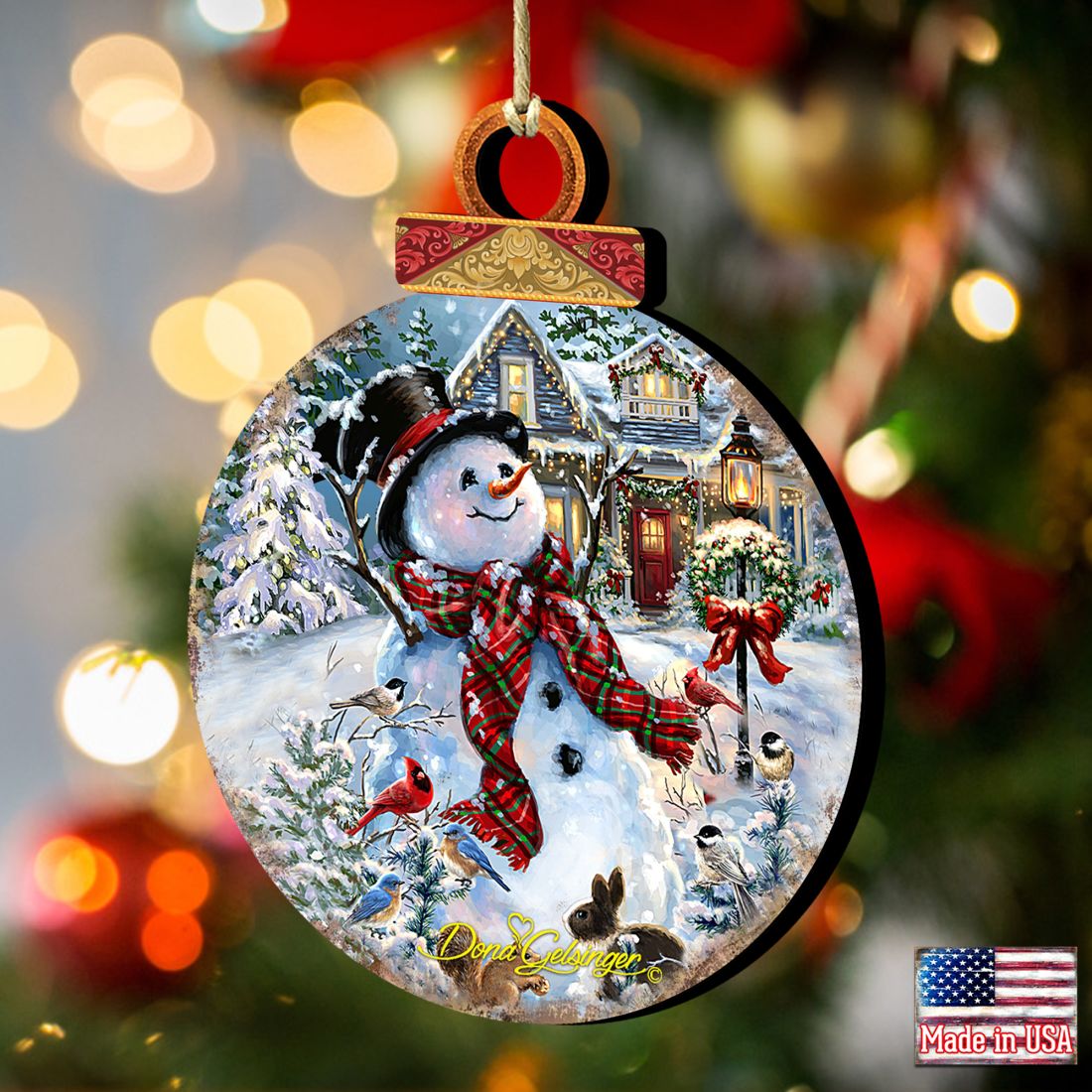 Prosperity Snowman Wooden Ornaments by Gelsinger - Christmas Santa Snowman Decor - 8021019-1563