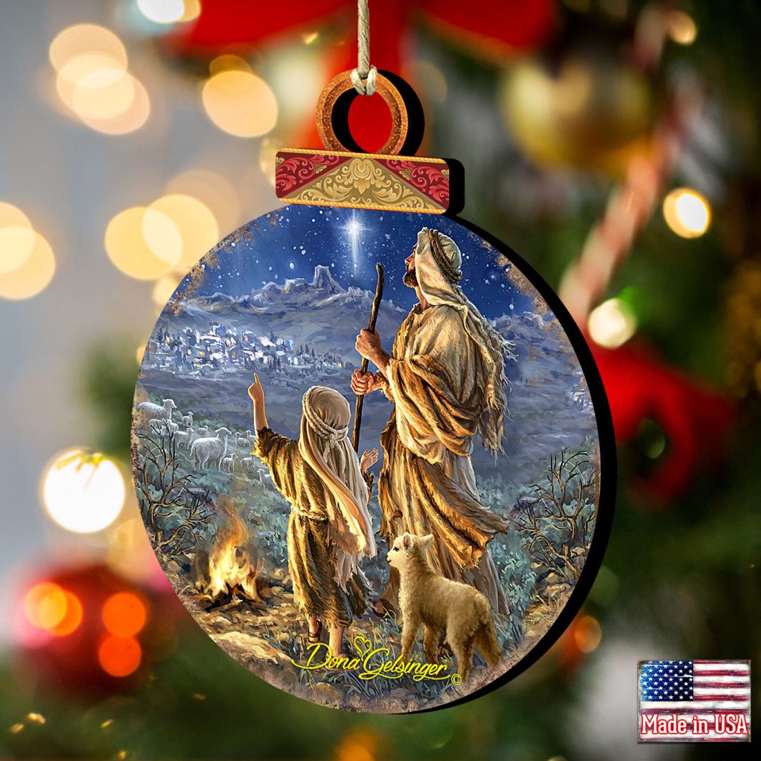 Shepherds Keeping Watch Wooden Ornaments by Gelsinger - Nativity Holiday Decor - 8021125-1838