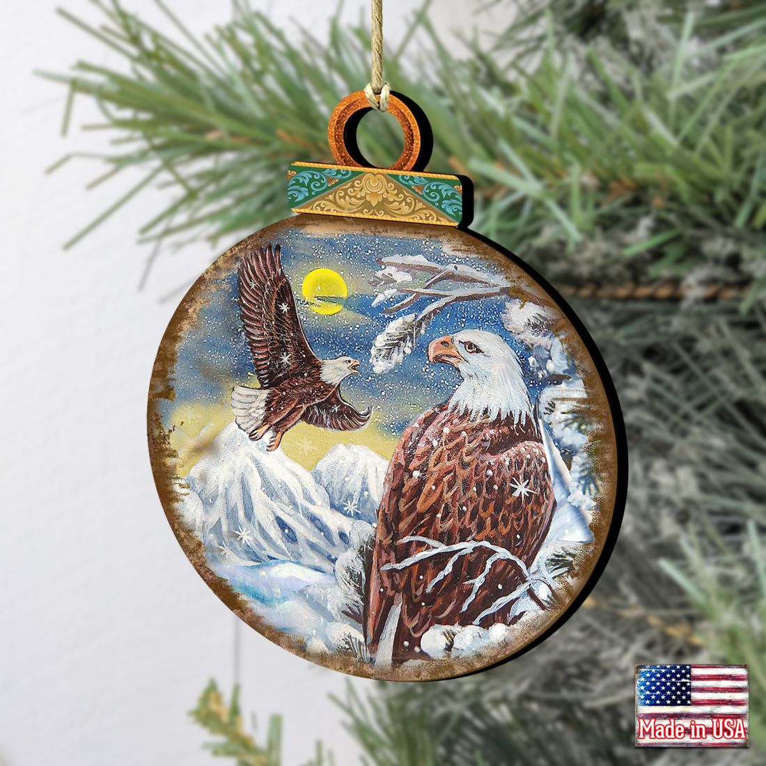 Eagles Ball Wooden Ornaments by G. DeBrekht - Wildlife Holiday Decor - 8025219