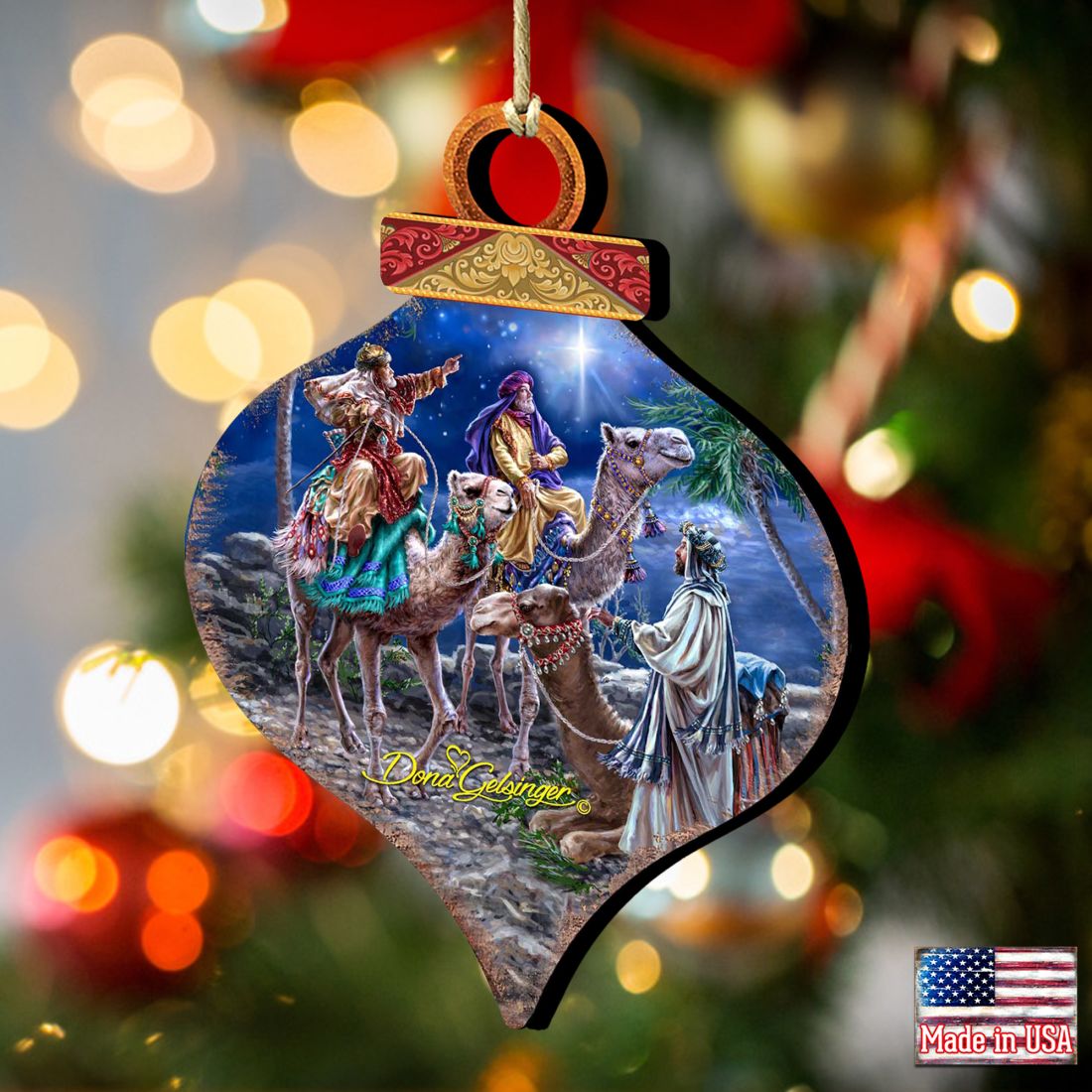 The Magic Wrap Christmas Wooden Ornaments by Gelsinger - Christmas Santa Snowman Decor - 8031024-1810