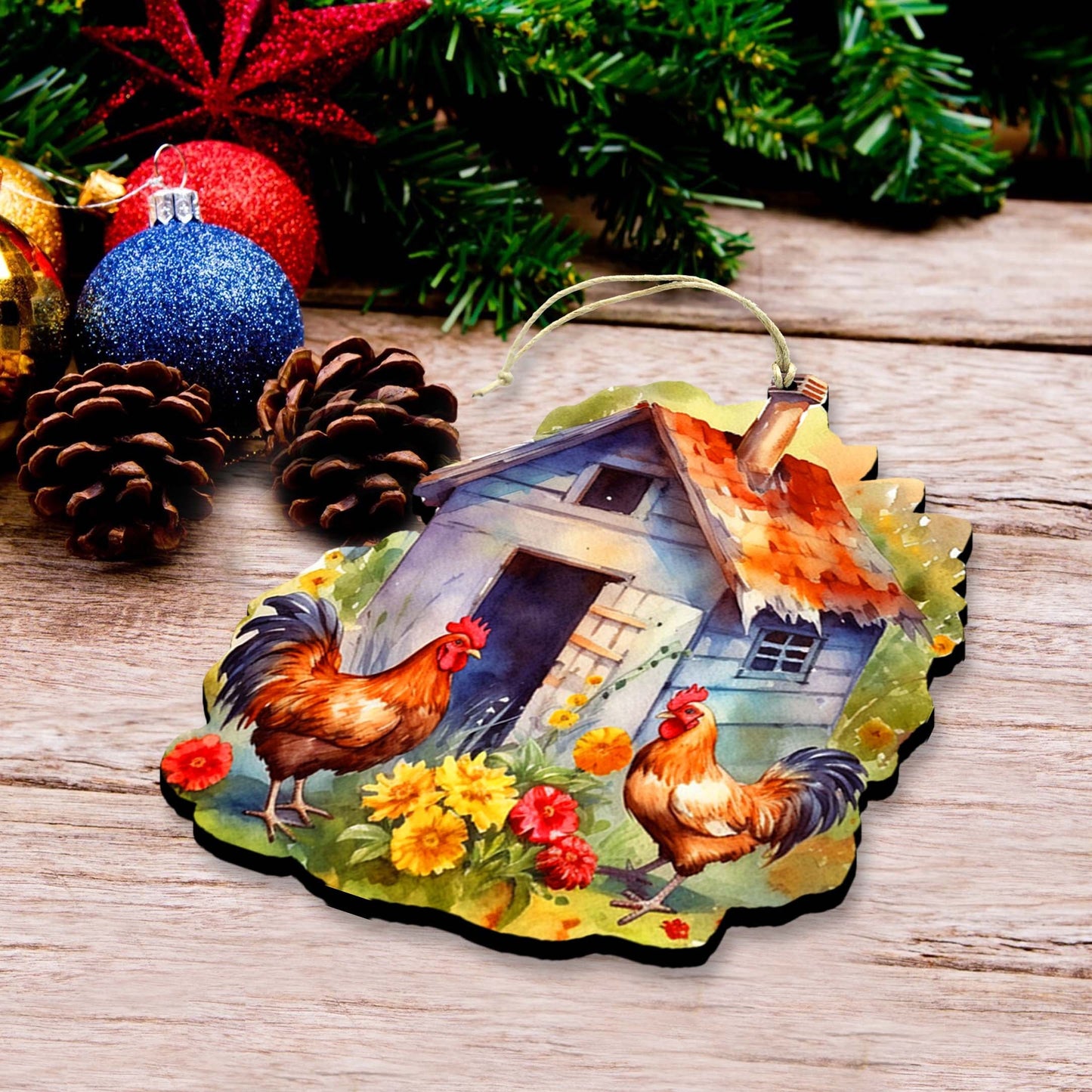 Spring on the Farm Decorative Wooden Ornaments Set of 3 by G. Debrekht - Easter Décor - 8091056-S3