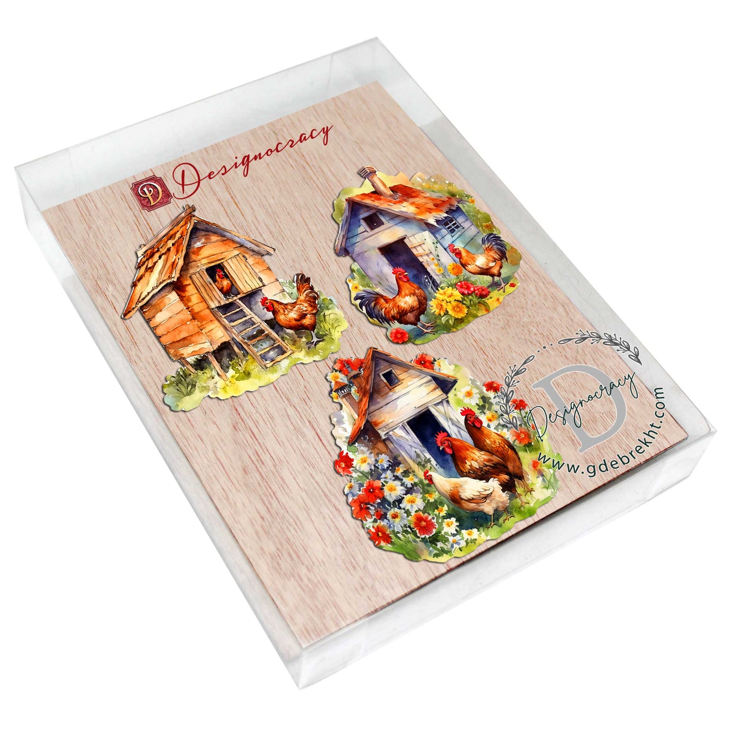 Spring on the Farm Decorative Wooden Ornaments Set of 3 by G. Debrekht - Easter Décor - 8091056-S3