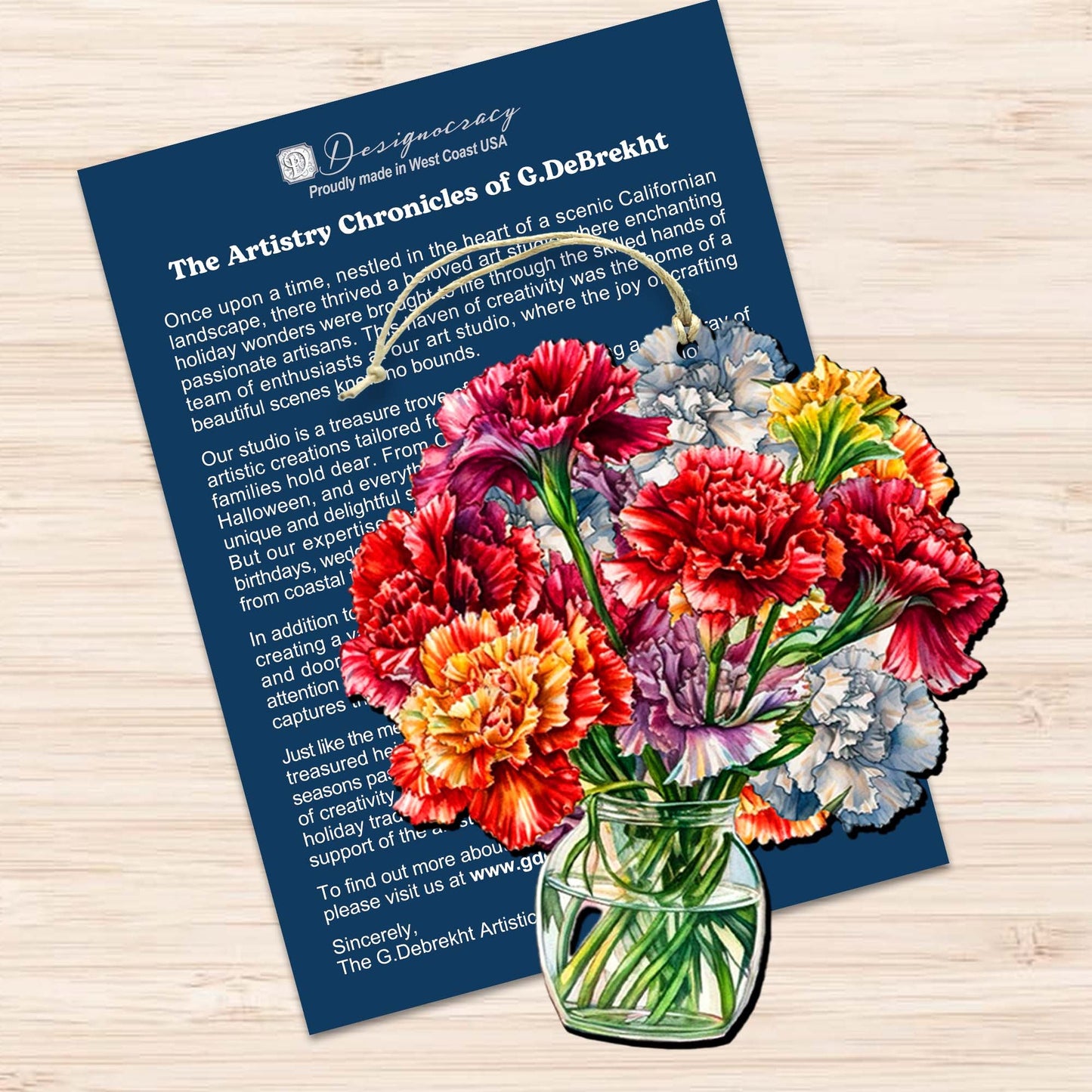 Flowers Decorative Wooden Ornaments Set of 3 by G. Debrekht - Love Family Décor - 8091076-1-S3