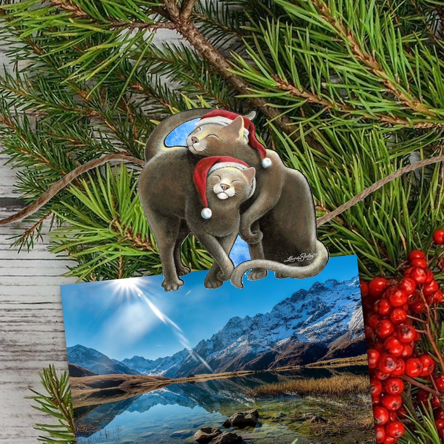 Dog and Cats Decorative Wooden Clip-on Ornaments Set of 6 by L. Seeley  - Pets Dog and Cat Décor - 8090139C-S6