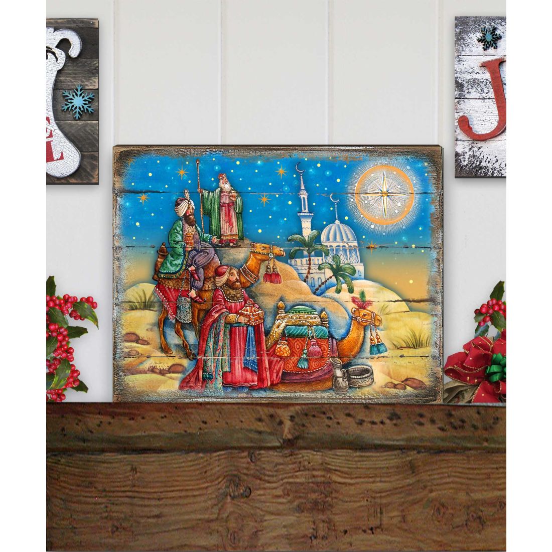 Three Kings Nativity Wooden Wall Art by G. DeBrekht - Nativity Holiday Decor - 8173853B