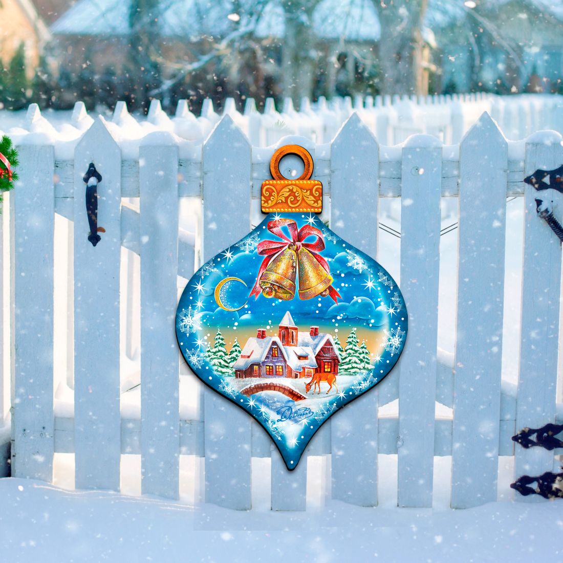 Winter Drop Ornament Door Decor by G. DeBrekht - Christmas Santa Snowman Decor - 8112182H