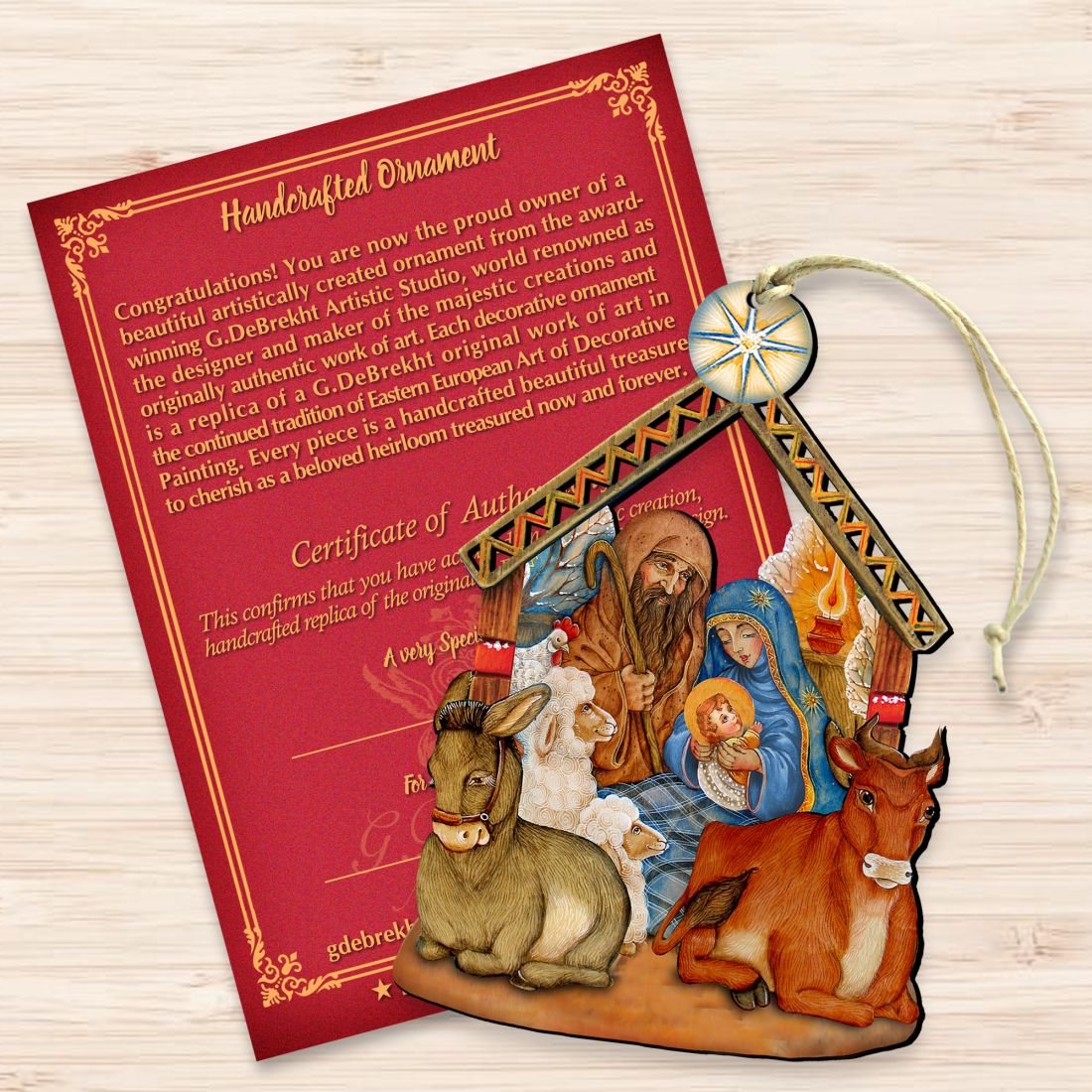 Nativity Christmas Wooden Ornaments by G. DeBrekht - Nativity Holiday Decor - 8114030