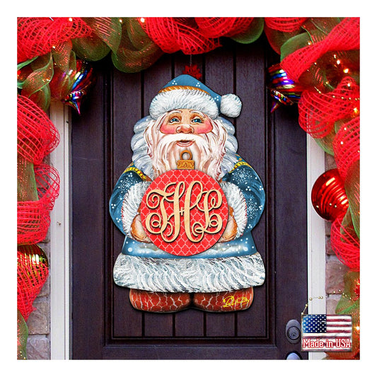 Custom Letter Monogram Santa Door Hanger by G. DeBrekht - Christmas Santa Snowman Décor - 8117810G-10H