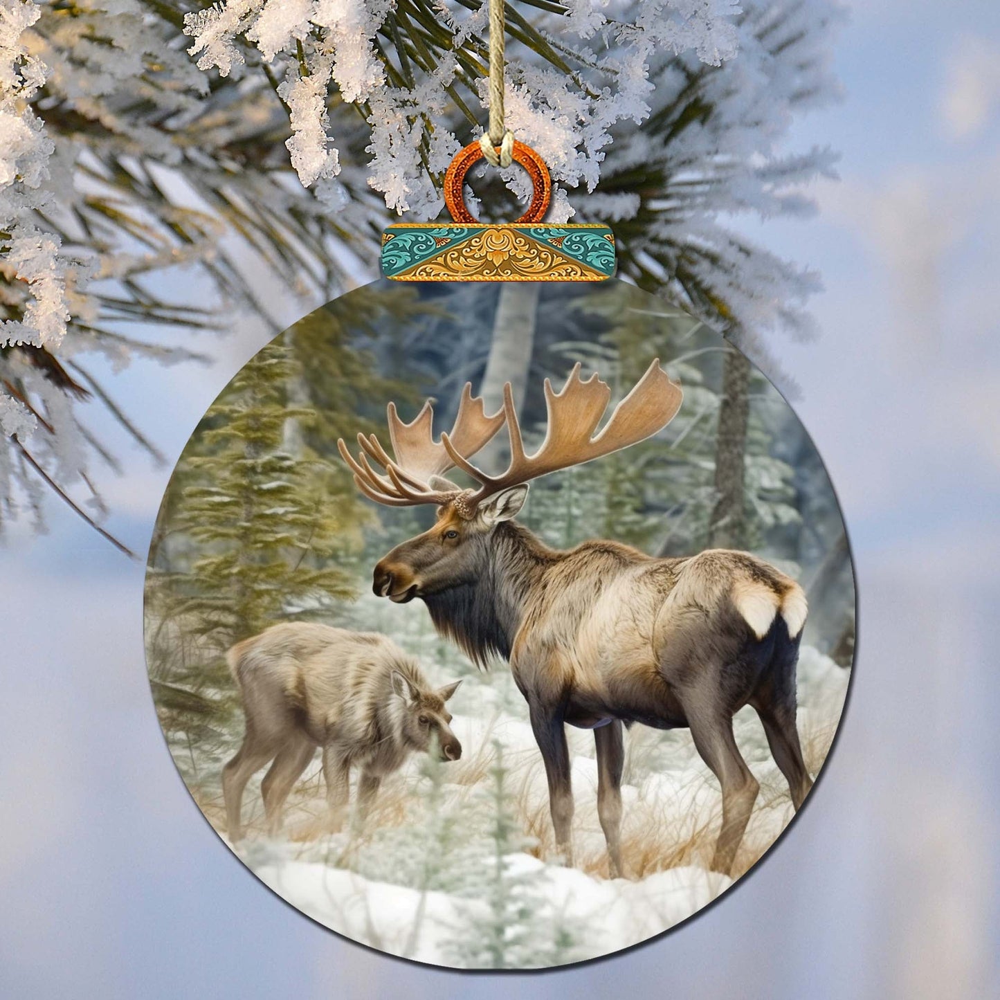 Elk in the Wilderness Wooden Ornaments by G.Debrekht - Wildlife Holiday Decor - 870055