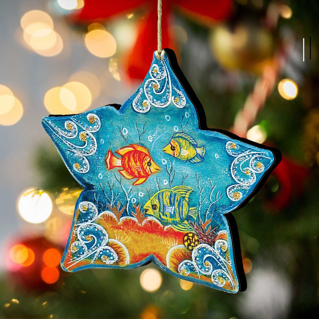 Starfish Christmas Wooden Ornaments by G. DeBrekht - Coastal Holiday Decor - 8126151