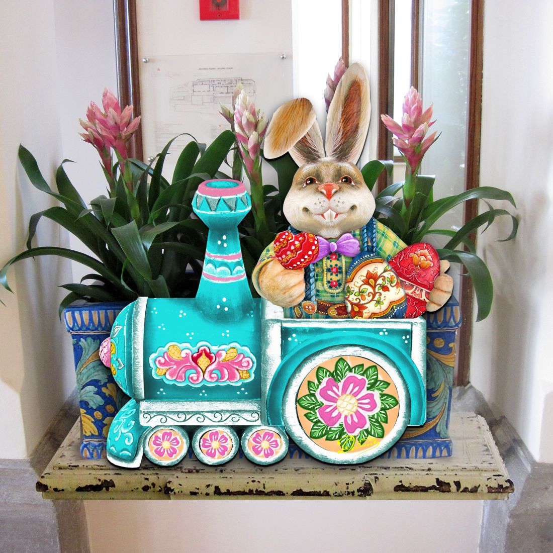 Village Train Ride Bunny Door Decor by G. DeBrekht - Easter Spring Decor - 8129211-2H