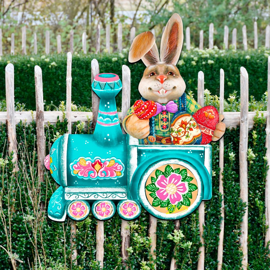 Village Train Ride Bunny Door Decor by G. DeBrekht - Easter Spring Decor - 8129211-2H