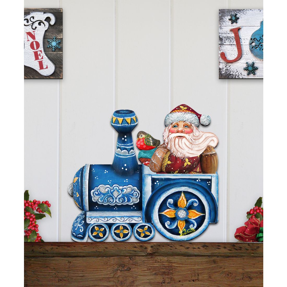 Santa On Train Christmas Door Decor by G. DeBrekht - Christmas Santa Snowman Decor - 8129211H