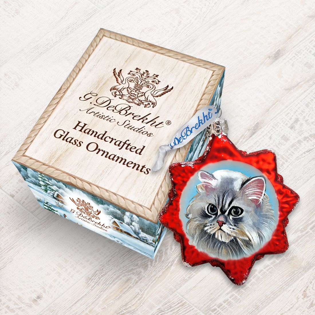 Long Haired Family Kitten Glass Ornament by G. DeBrekht - Pets Dog and Cats Decor - 774018