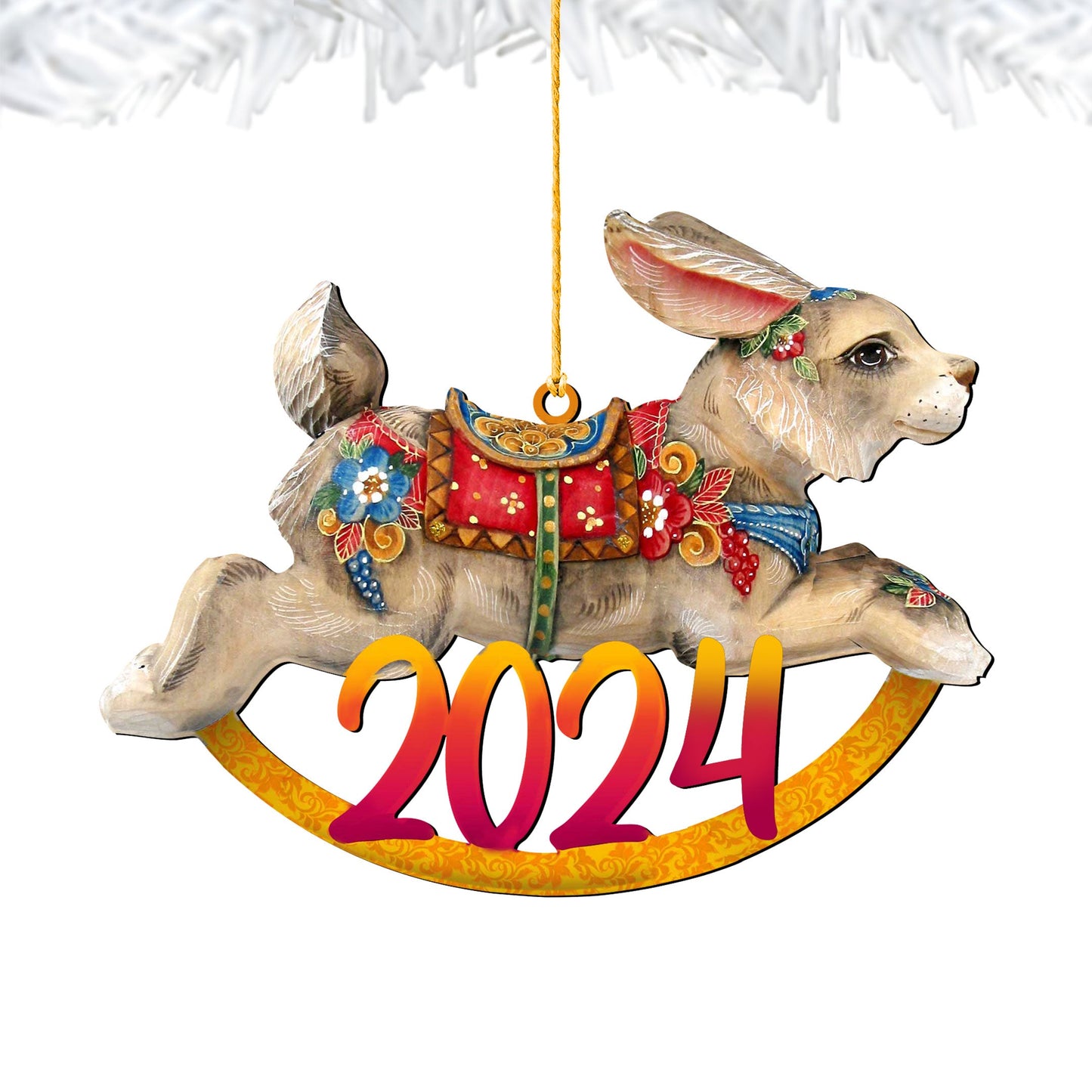 Rocking Bunny Dated Wooden Ornaments by G. DeBrekht - Christmas Decor - 8144503