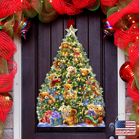 Teddy Bear Tree Holiday Door Decor by D. Gelsinger - Christmas Decor - 8461019H-1101