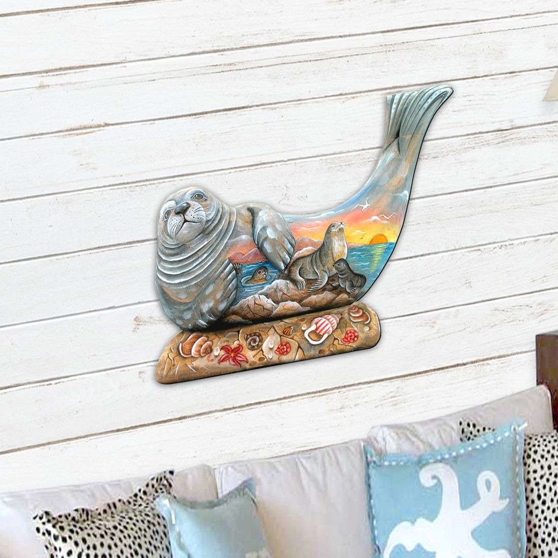 Sea Lion Beach House Door Decor by G. DeBrekht - Coastal Holiday Decor - 8158914H