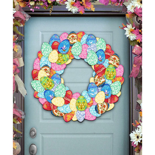 Easter Eggs Holiday Door Wreath by G. DeBrekht - Easter Spring Decor - 8185310H