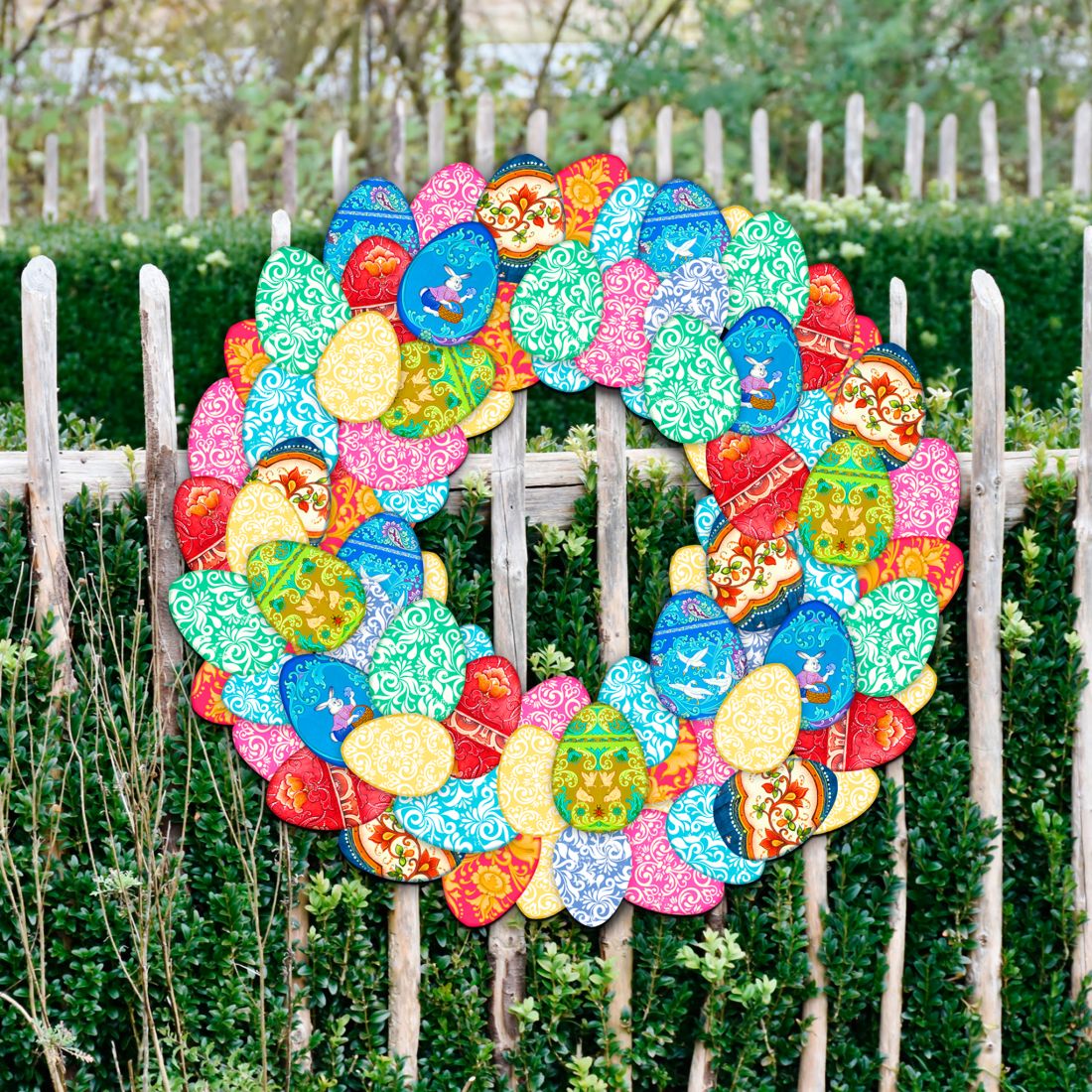 Easter Eggs Holiday Door Wreath by G. DeBrekht - Easter Spring Decor - 8185310H