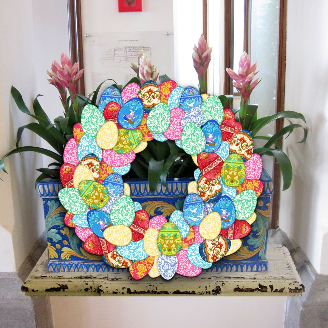 Easter Eggs Holiday Door Wreath by G. DeBrekht - Easter Spring Decor - 8185310H