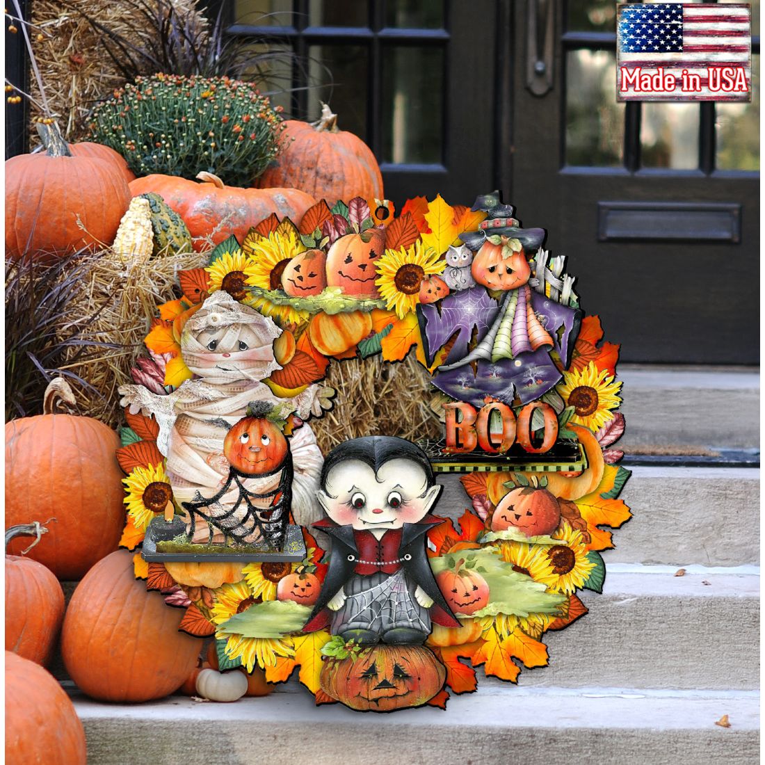 Halloween Holiday Door Wreath by G. DeBrekht - Thanksgiving Halloween Decor - 8185316H