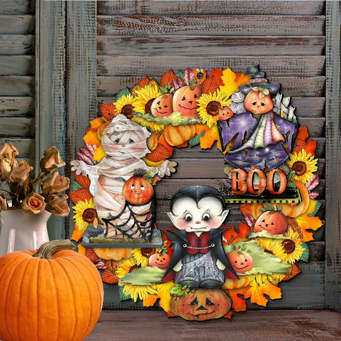 Halloween Holiday Door Wreath by G. DeBrekht - Thanksgiving Halloween Decor - 8185316H