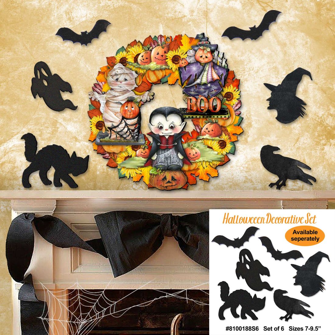 Halloween Holiday Door Wreath by G. DeBrekht - Thanksgiving Halloween Decor - 8185316H