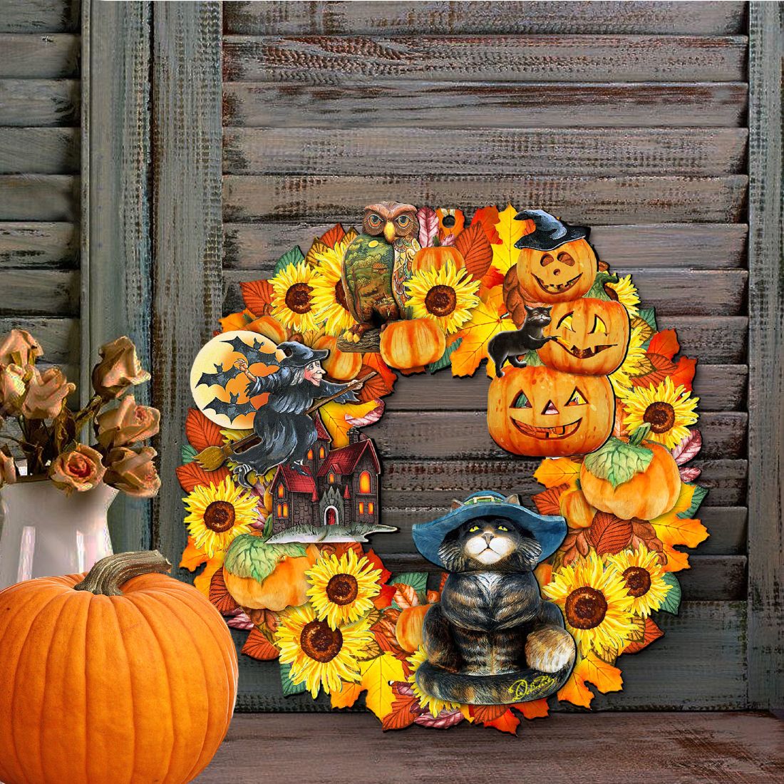 Halloween Holiday Door Wreath by G. DeBrekht - Thanksgiving Halloween Decor - 8185317H