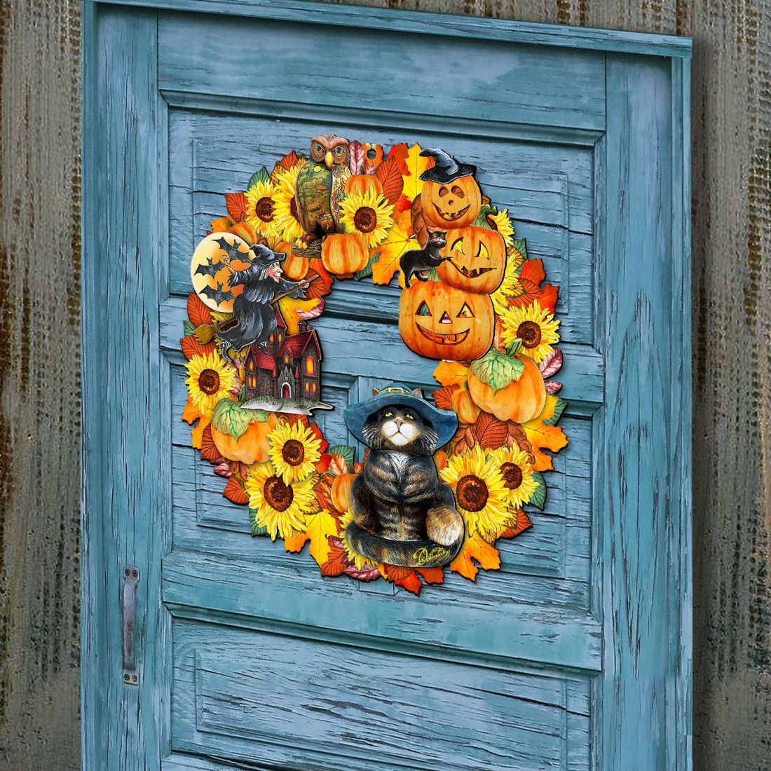 Halloween Holiday Door Wreath by G. DeBrekht - Thanksgiving Halloween Decor - 8185317H