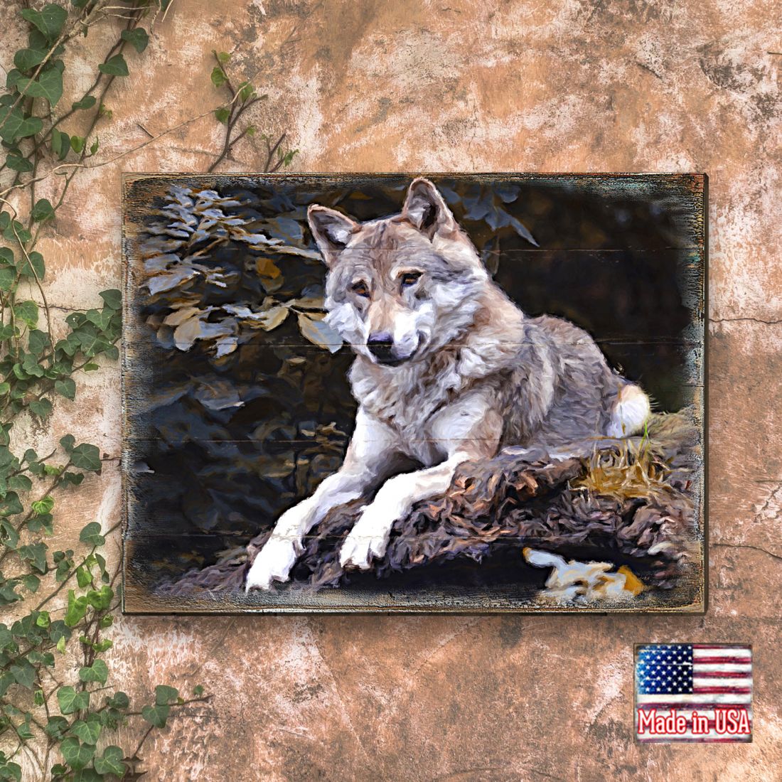 Wolf Art Wooden Wall Art by Nature Wonders - Nature Wildlife Decor  - 95287B