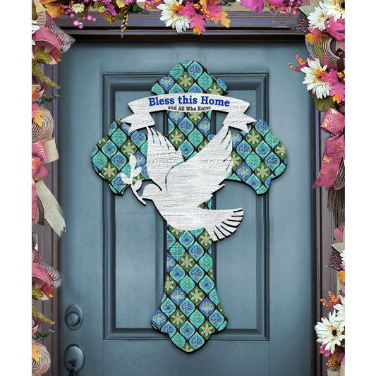 Blessings Cross Easter Door Decor by G. DeBrekht - Easter Spring Decor - 8191163H