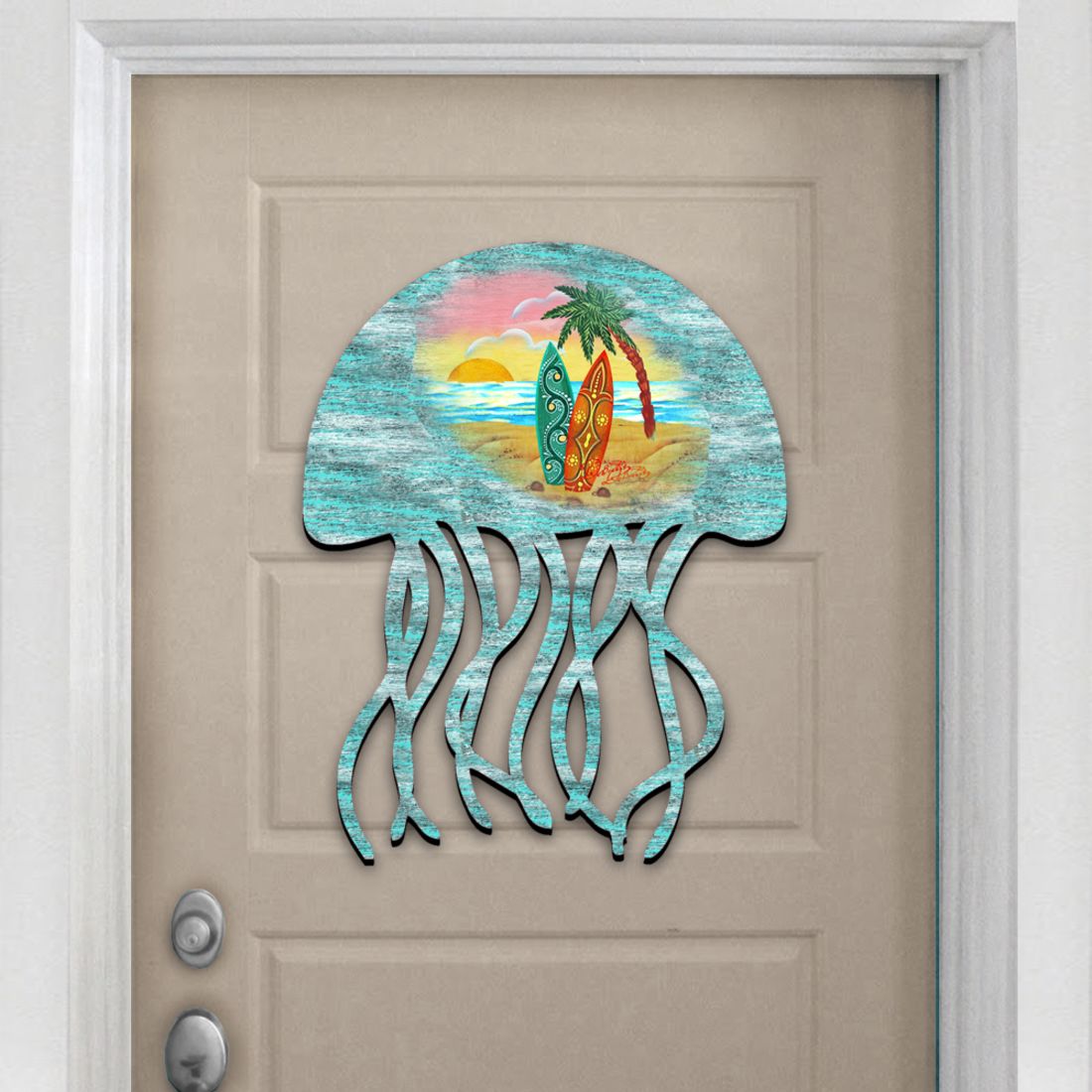Coastal Jellyfish Coastal Door Decor by G. DeBrekht - Coastal Holiday Decor - 8198513H