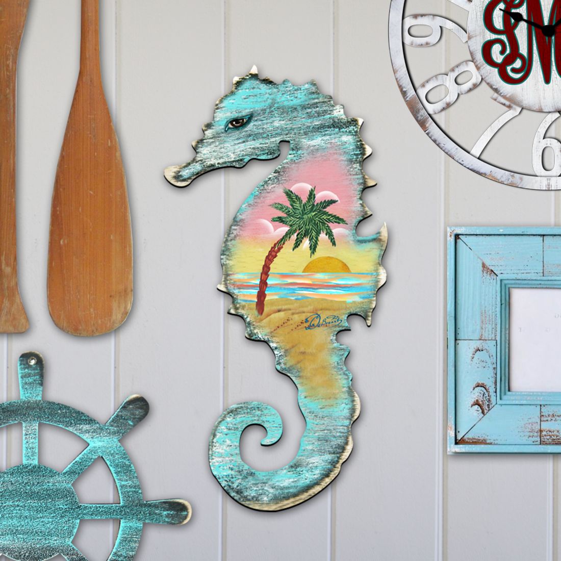Seahorse Coastal Door Decor by G. DeBrekht - Coastal Holiday Decor - 8198517H