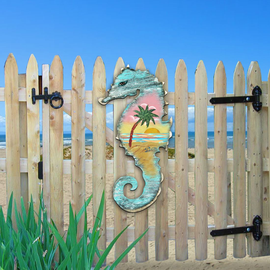 Seahorse Coastal Door Decor by G. DeBrekht - Coastal Holiday Decor - 8198517H
