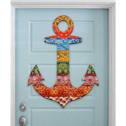 Decorated Anchor Coastal Door Decor by G. DeBrekht - Coastal Holiday Decor - 8198521-2H