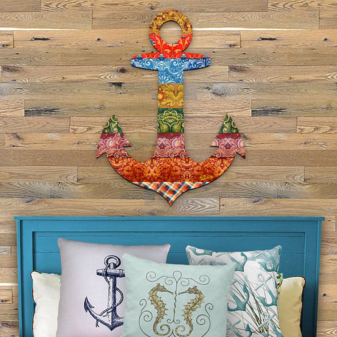 Decorated Anchor Coastal Door Decor by G. DeBrekht - Coastal Holiday Decor - 8198521-2H