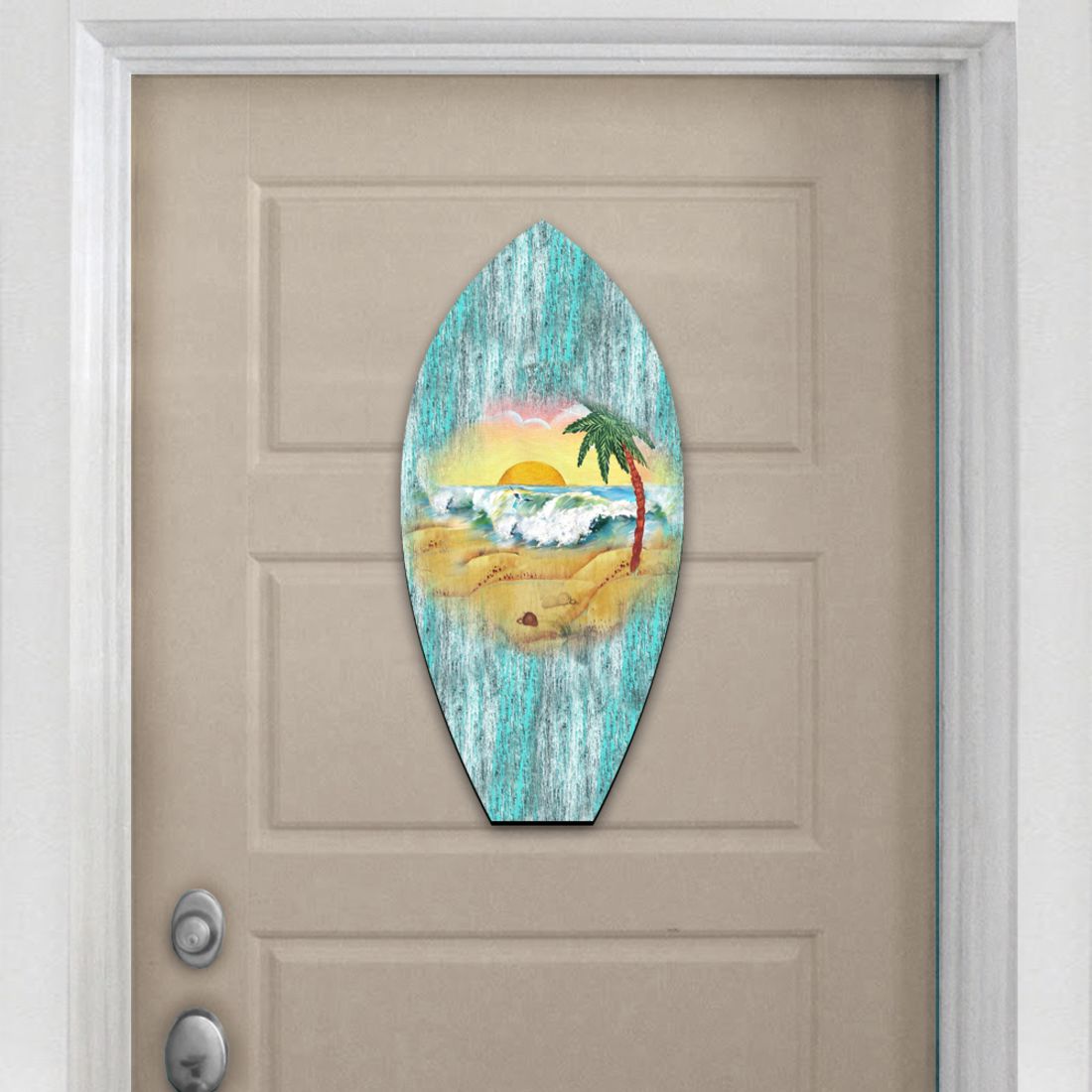 Sunrise Surfboard Coastal Door Decor by G. DeBrekht - Coastal Holiday Decor - 8198522H