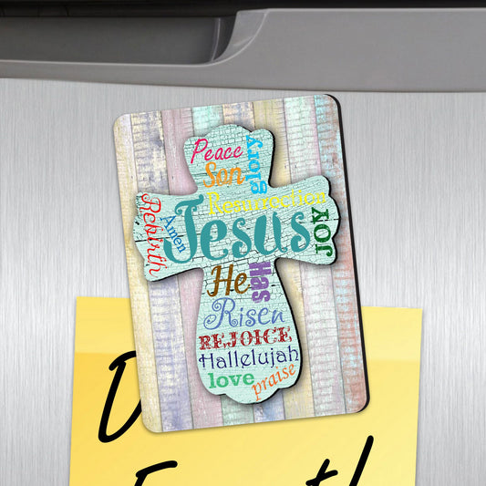 Jesus Cross Refrigerator Wooden Magnets Set of 3