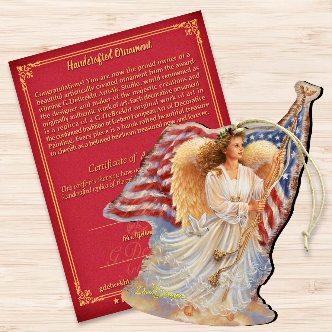 American Angel Wooden Ornaments by Gelsinger - American Christmas Decor - 8161021-0107