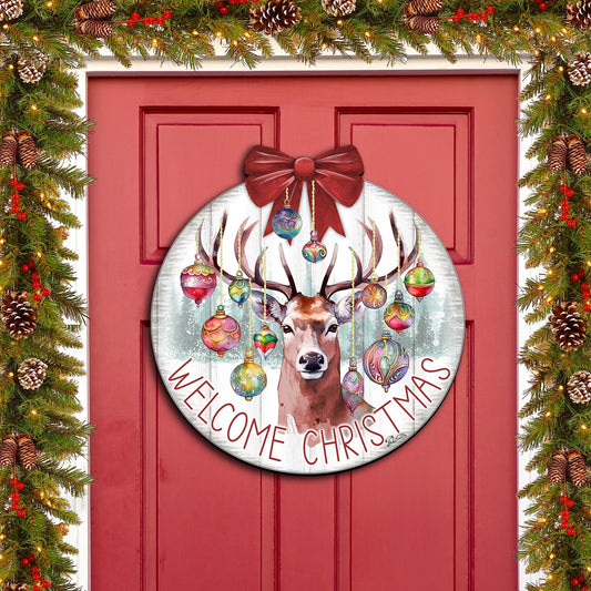 Welcome Christmas Front Door Welcome Sign, Wooden Front Porch Decor by G. Debrekht Christmas Decor - 933118H