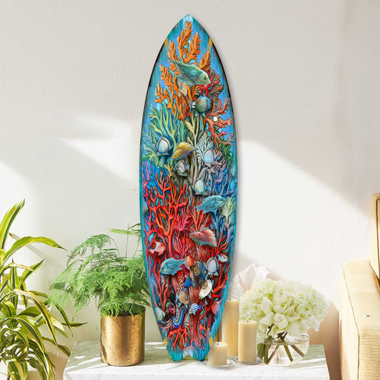 Surfboard Coastal Wall Art - Underwater Life Wall Art by G. DeBrekht - Coastal Holiday Decor - 8490135HS