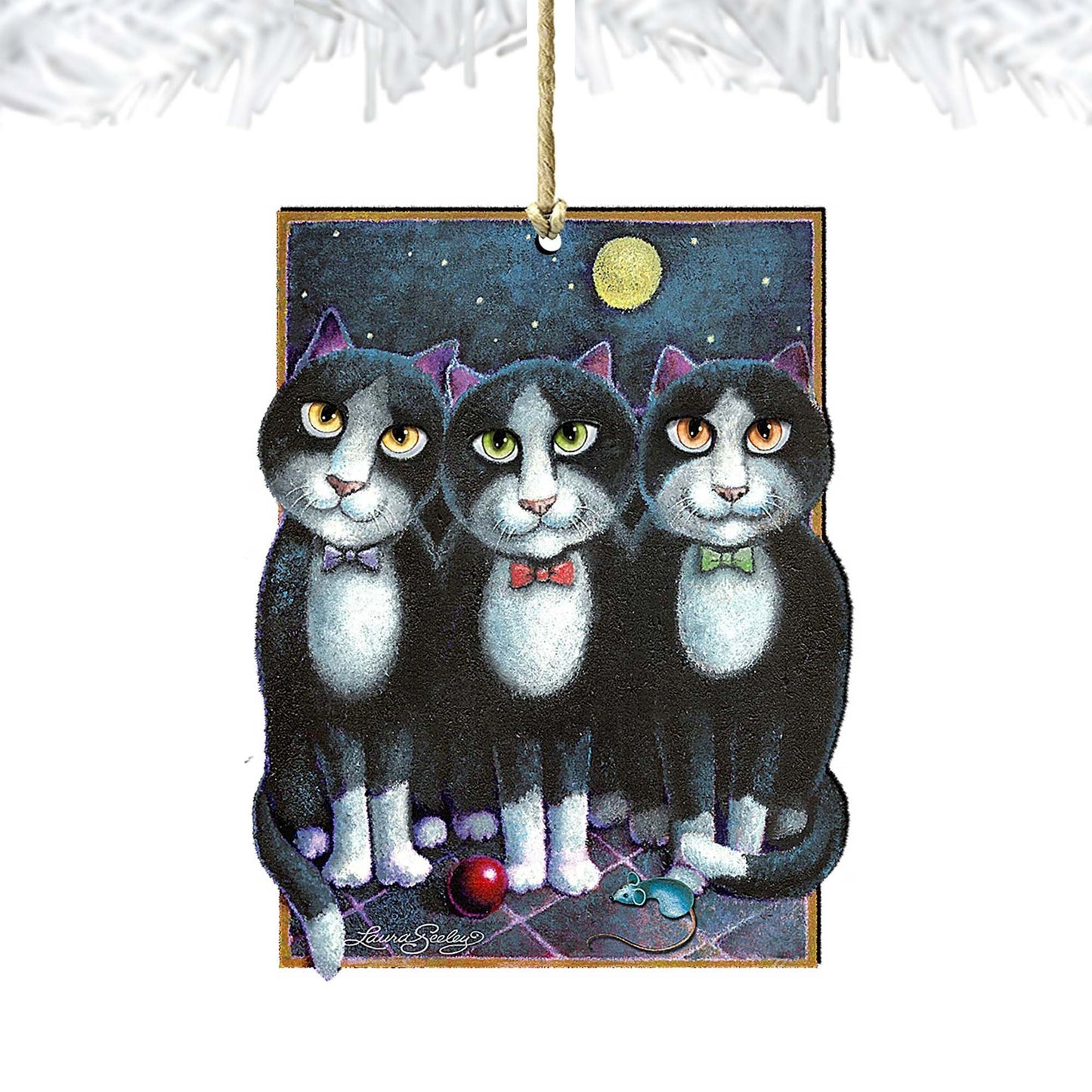 Boys Night Out Wooden Ornaments Pets - Tree Ornament by Laura Seeley - Pets Dog and Cats Decor - 8512052-LS